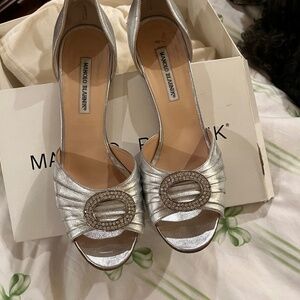Manolo Blahnik Sederaby silver gorgeous shoes!